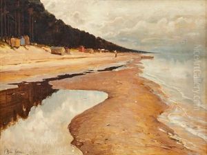 Woman Walking On A Stretched Beach by Yuliy Yulevich (Julius) Klever