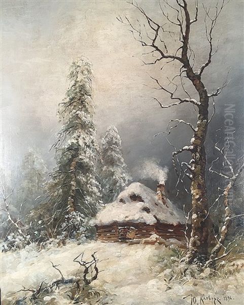 Cabin In A Snowy Landscape - view 1