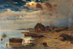 Scene At Dusk On The Baltic Coast by Yuliy Yulevich (Julius) Klever