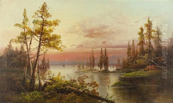 Sunset Over A Wooded Landscape - view 1