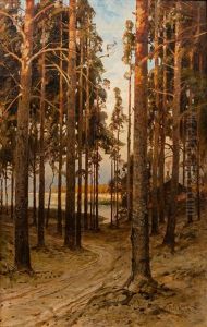 A Forest Landscape by Yuliy Yulevich (Julius) Klever