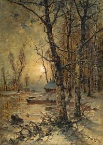 A Winter Evening In The Birch Wood by Yuliy Yulevich (Julius) Klever