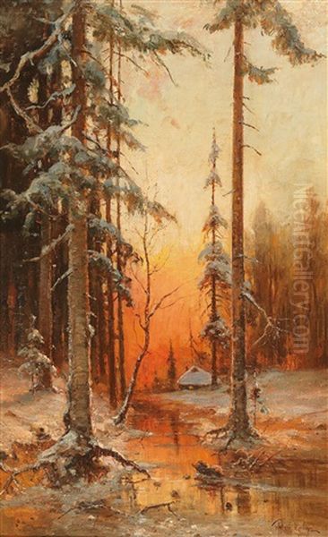 Sunset In A Winter Woodland - view 1