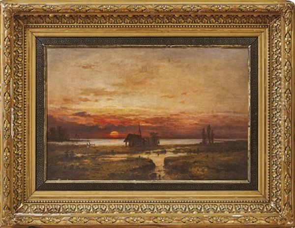 Sonnenuntergang Uber Einem Gehoft Am Wasser - view 1