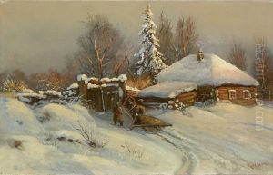Winterliche Abendstimmung by Yuliy Yulevich (Julius) Klever
