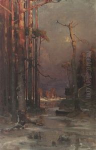 Waldlandschaft Mit Gewasser Waldlandschaft Mit Gewasser