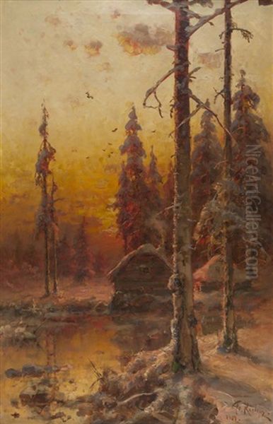 Winter Evening In The Village - view 1