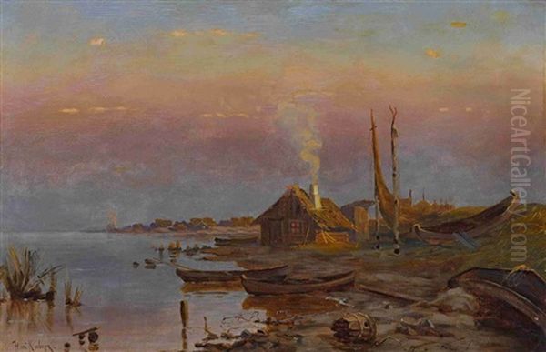 Abendliche Uferlandschaft Mit Fischerhutten - view 1