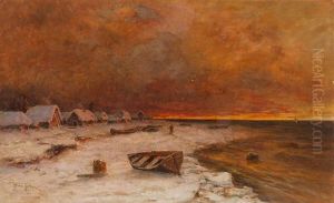 Verschneites Fischerdorf by Yuliy Yulevich (Julius) Klever