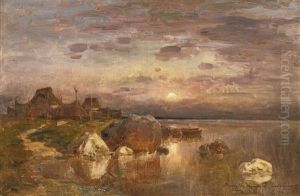 Sunset Over A Lake by Yuliy Yulevich (Julius) Klever