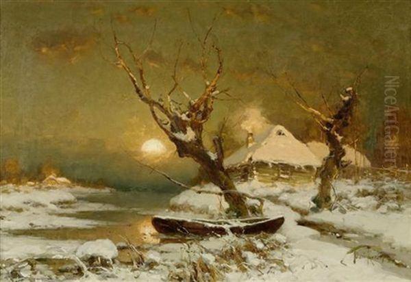 Winterlandschaft Mit Einem Bach - view 1