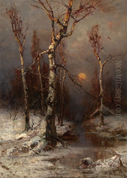 Sunset In A Winter Forest - view 1