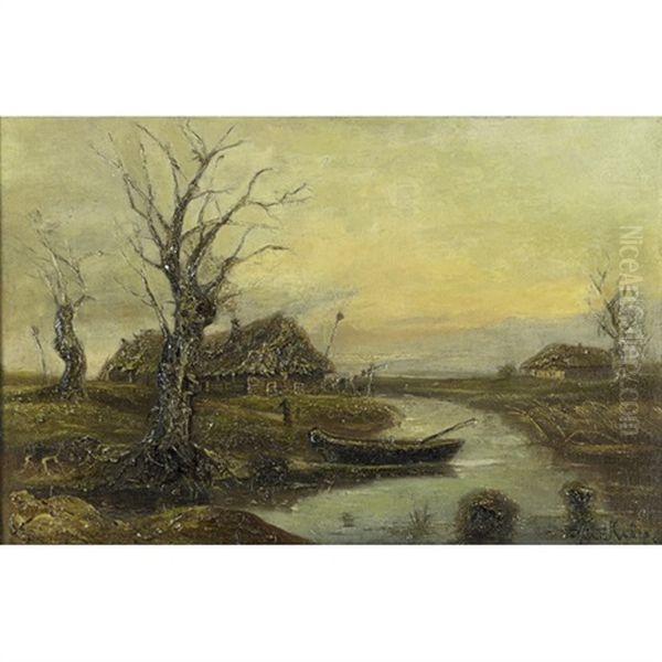 Lake Side Village Scene - view 1