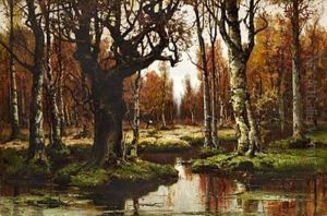 Quiet Autumn Day In A Russian Birch Forest by Yuliy Yulevich (Julius) Klever