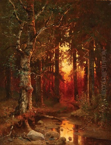 Wooded Landscape At Dusk - view 1