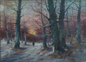 Winterliche Waldlandschaft by Yuliy Yulevich (Julius) Klever