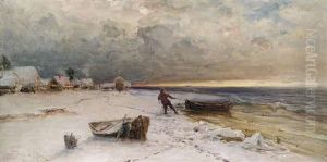 Winterliche Kustenlandschaft Im Abendlicht by Yuliy Yulevich (Julius) Klever