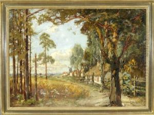 Feldweg Am Dorfrand Mit Blick In Die Landschaft Feldweg Am Dorfrand Mit Blick In Die Landschaft