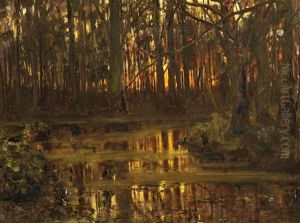 Waldlichtung Mit Teich by Yuliy Yulevich (Julius) Klever