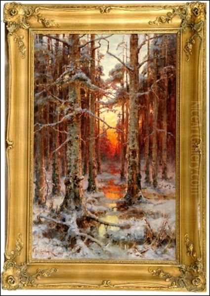 Sunset In A Winter Landscape - view 1