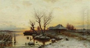 Winterlandschaft Im Abendrot by Yuliy Yulevich (Julius) Klever
