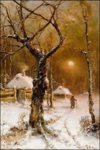 Talvimaisema Kuunvalossa - Manbelyst Vinterlandskap