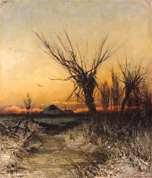 Untergehende Sonne In Winterlandschaft - view 1