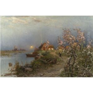 Dusk On The River Aa by Yuliy Yulevich (Julius) Klever