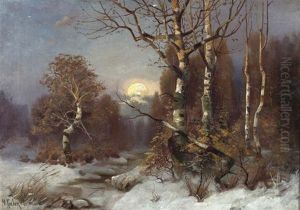 Sonnenuntergang Uber Einem Winterwald