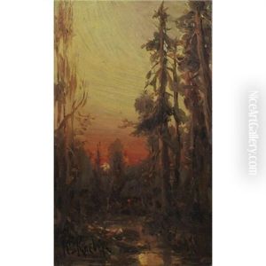 A Forest At Sunset by Yuliy Yulevich (Julius) Klever