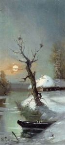 Winterlandschaft Mit Boot Winterlandschaft Mit Boot