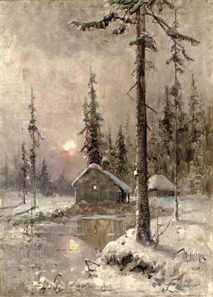 A Winter Scene With Snow-capped Cottages - view 1