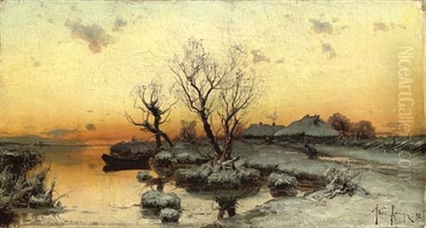 Russian Lakeside In Winter - view 1