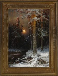 A Moonlit Forest, Winter by Yuliy Yulevich (Julius) Klever