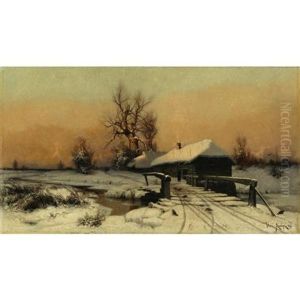 House In Winter by Yuliy Yulevich (Julius) Klever
