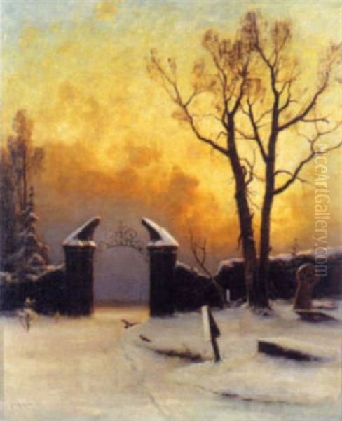 Sunset Over A Cemetery - view 1