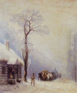 Rast An Altem Russischen Blockhaus by Yuliy Yulevich (Julius) Klever