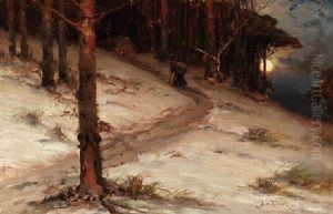 Winterliche Mondnacht Im Wald by Yuliy Yulevich (Julius) Klever