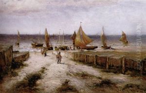 Einlaufende Fischerboote An Der Ostsee by Yuliy Yulevich (Julius) Klever
