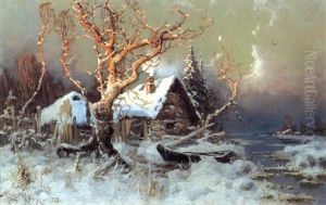 Vinterkvall Vid Floden by Yuliy Yulevich (Julius) Klever