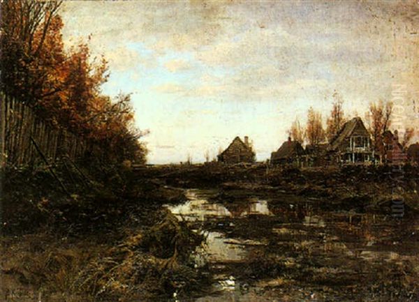 Village By The River In Autumn - view 1