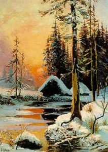Sonnenuntergang Uber Einer Winterlichen Landschaft by Yuliy Yulevich (Julius) Klever