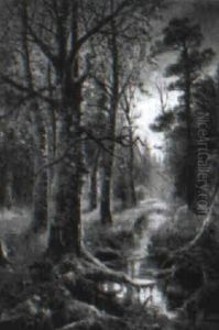 Birch Trees By A Stream by Yuliy Yulevich (Julius) Klever
