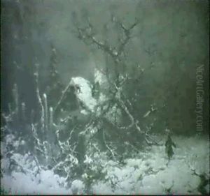 Russian Farmer Nearing Cottage, Winter's Eve