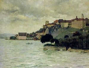Blick Von Osten Auf Die Bodenseestadt Meersburg by Heinrich Kley