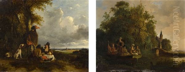 Gegenstucke: Rastende In Einer Landschaft / Ruderpartie - view 1