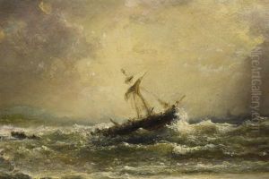 Zeilschip Bij Ruw Weer In De Branding by Lodewijk Johannes Kleyn