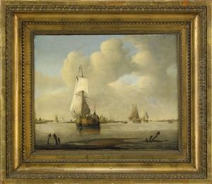 Marinmotiv Med Hollandska Segelskutor (pair) by David Kleyne