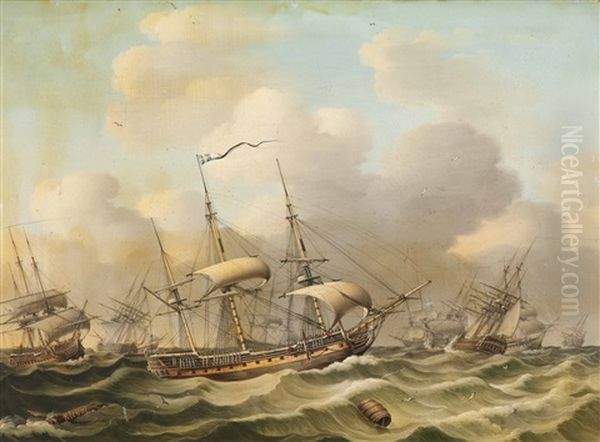 Frigates On A Stormy Sea - view 1