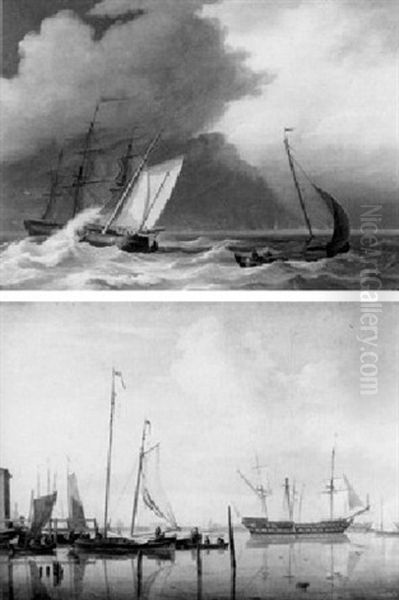 Sailing Vessels On A Choppy Sea - view 1